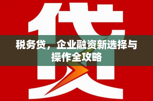 沙湾税务贷，企业融资新选择与操作全攻略