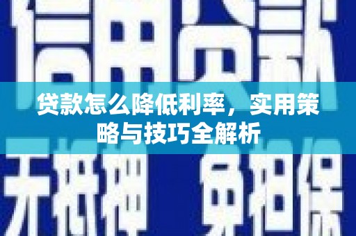 巩义贷款怎么降低利率，实用策略与技巧全解析