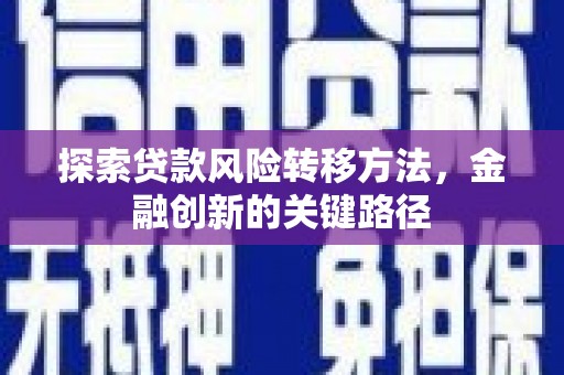 秀林探索贷款风险转移方法，金融创新的关键路径